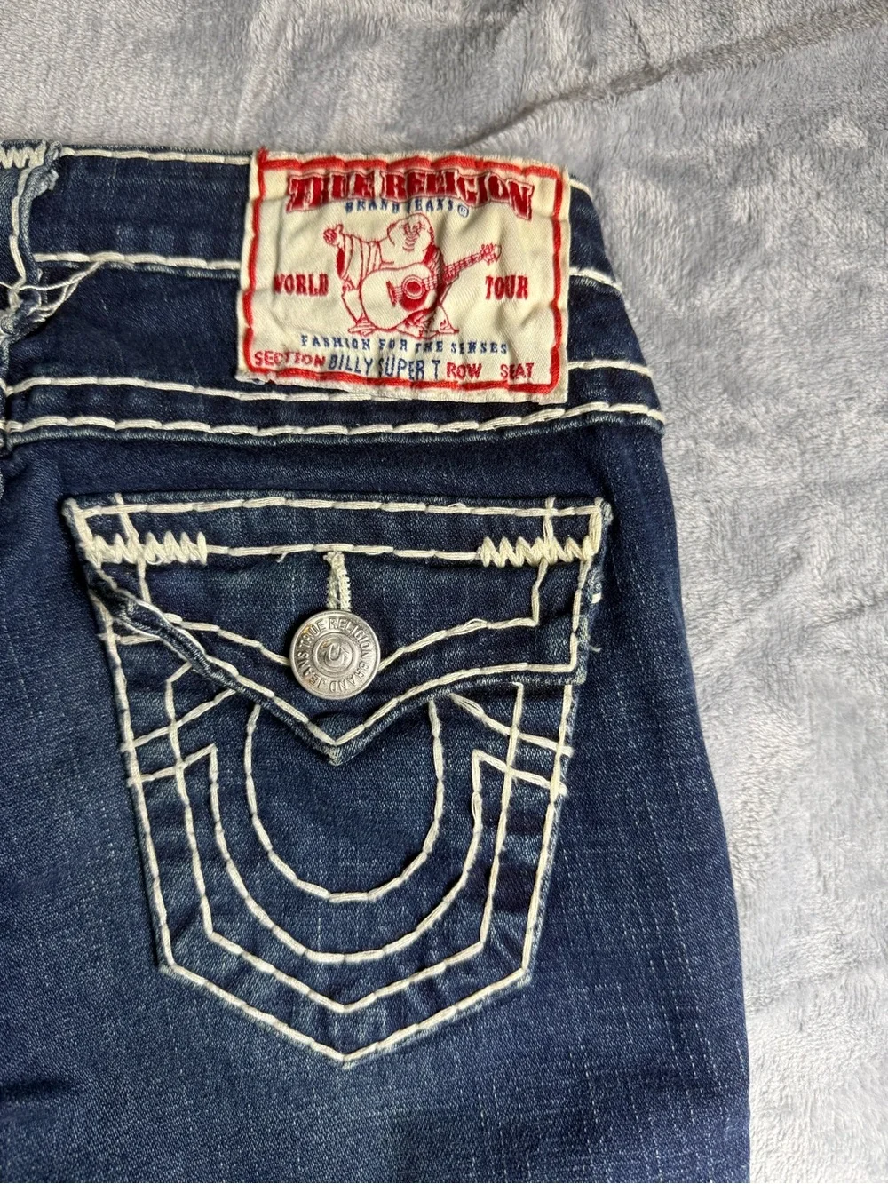 True Religion Billy Super T Women’s Dark Blue Contrast-Stitch Jeans Size 25